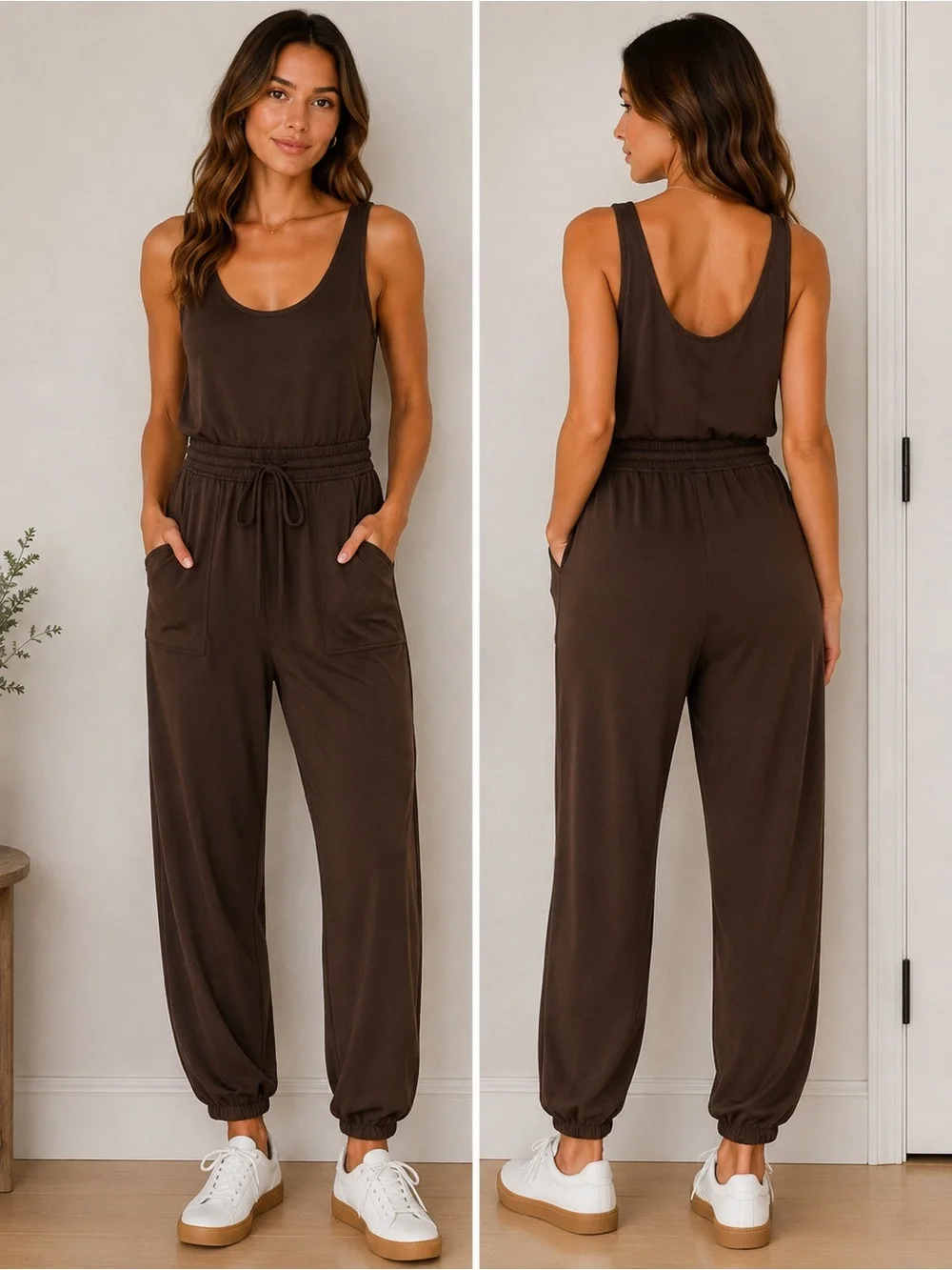 lululemon athletica Choc Brown BeCalm Sleeveless Cinch-Waist Jumpsuit Size S